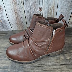 Clarks Aspra Walk Waterproof Leather Ankle Boots Women's Sz 8.5 W British Tan